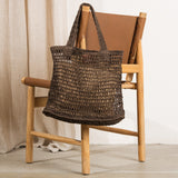 Maro Open Weave Raffia Tote - Chocolate