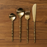 Mira Textured Brass 4pc Cutlery Set