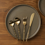 Mira Textured Brass 4pc Cutlery Set