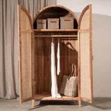Navah Rattan and Teak Rounded Wardrobe