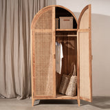 Navah Rattan and Teak Rounded Wardrobe