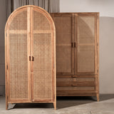 Navah Rattan and Teak Rounded Wardrobe