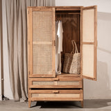 Nilsen Rattan and Teak Wardrobe