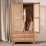 Nilsen Rattan and Teak Wardrobe