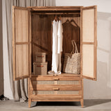 Nilsen Rattan and Teak Wardrobe