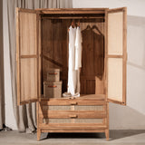 Nilsen Rattan and Teak Wardrobe