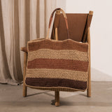 Nina Stripe Raffia Bag - Chocolate and Natural