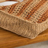 Omera Striped Raffia Bag - Caramel and Natural