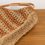 Omera Striped Raffia Bag - Caramel and Natural