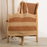 Omera Striped Raffia Bag - Caramel and Natural