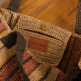 Romi Striped Raffia Bag - Pepperberry and Mustard