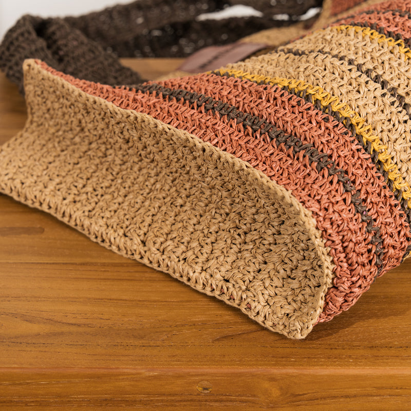 Romi Striped Raffia Bag - Pepperberry and Mustard – Inartisan.
