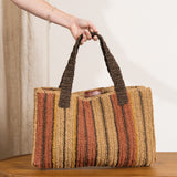 Romi Striped Raffia Bag - Pepperberry and Mustard