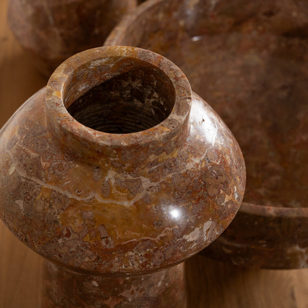 Yara Rosso Marble Sculptural Vase
