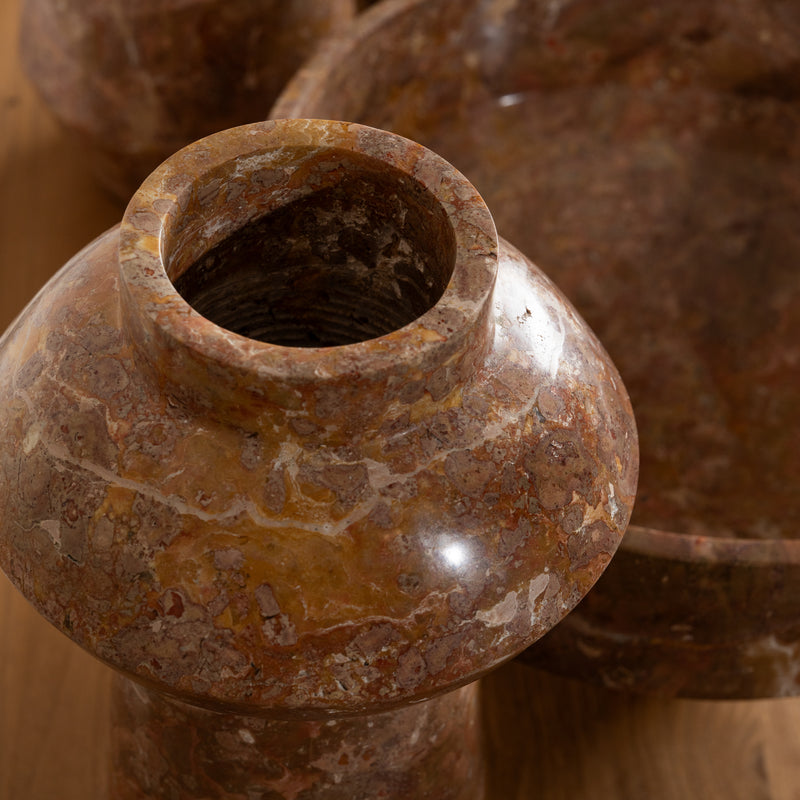 Yara Rosso Marble Sculptural Vase