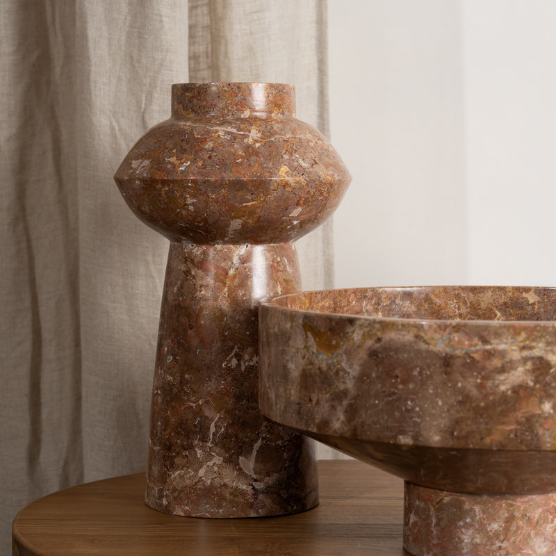 Yara Rosso Marble Sculptural Vase