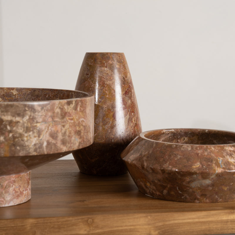Catira Rosso Marble Angular Bowl