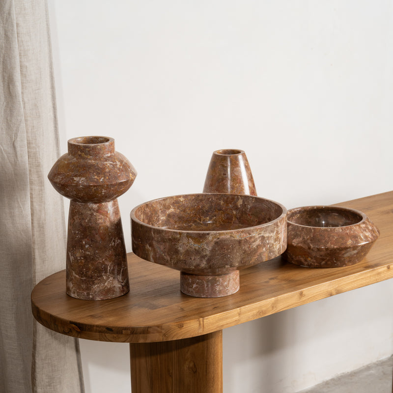 Yara Rosso Marble Sculptural Vase
