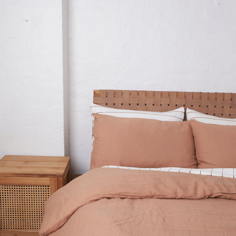 Saalena Leather and Teak Bedhead