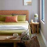 Saalena Leather and Teak Bedhead