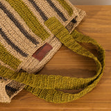 Soline Striped Raffia Bag - Olive & Hazelnut Stripe