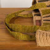 Soline Striped Raffia Bag - Olive & Hazelnut Stripe