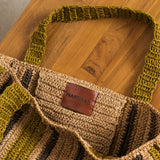 Soline Striped Raffia Bag - Olive & Hazelnut Stripe