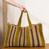 Soline Striped Raffia Bag - Olive & Hazelnut Stripe