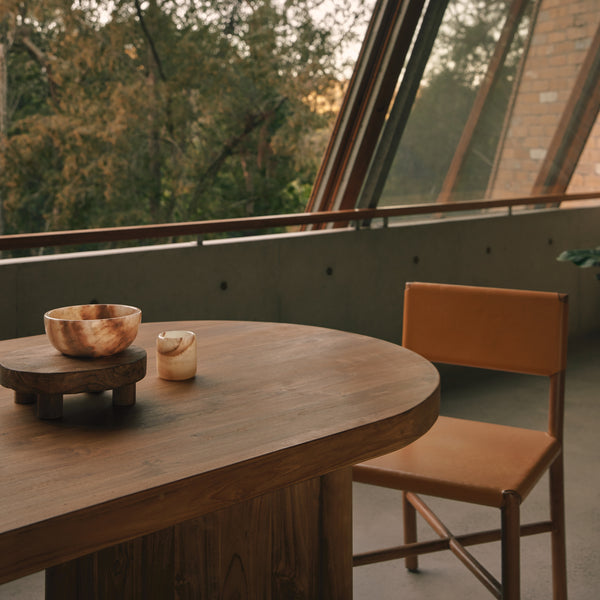 Soren Leather Dining Chair - Mustard
