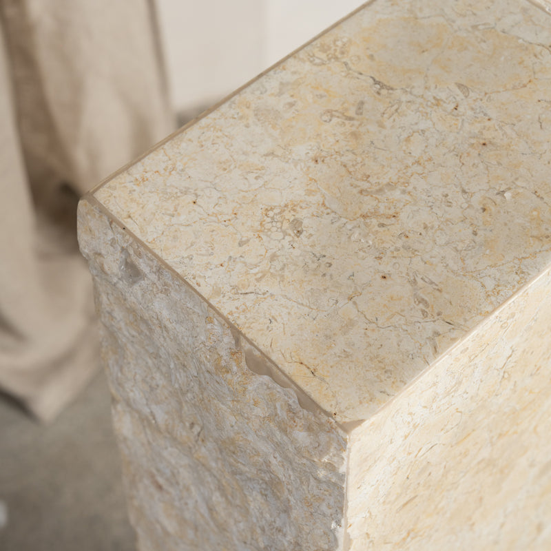 Tomi Solid Travertine Tall Plinth