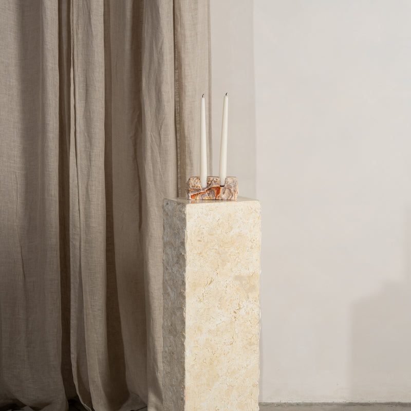 Tomi Solid Travertine Tall Plinth