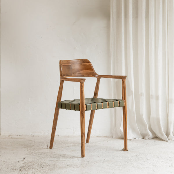 Vivica Dining Chair - Olive Leather
