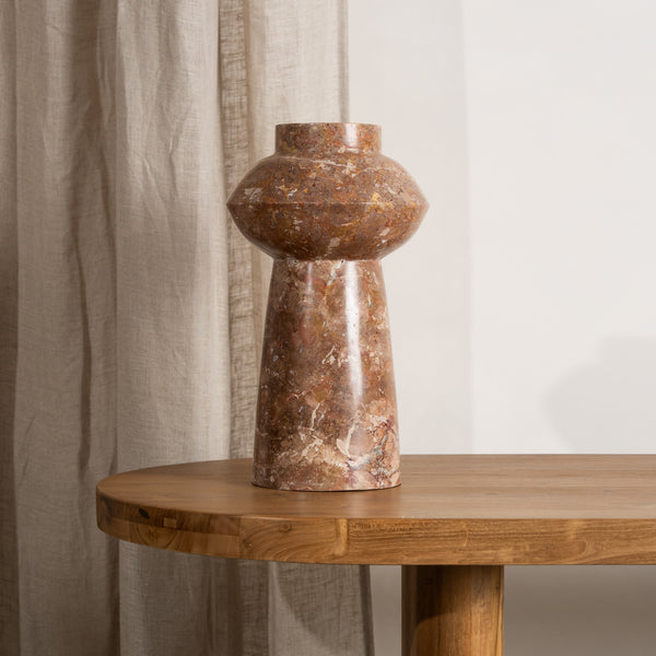 Yara Rosso Marble Sculptural Vase