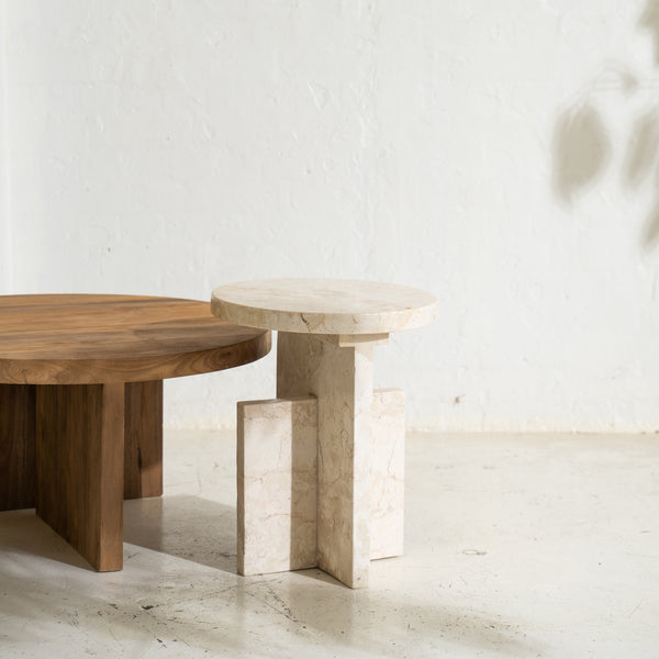 Aoi Travertine Large Side Table