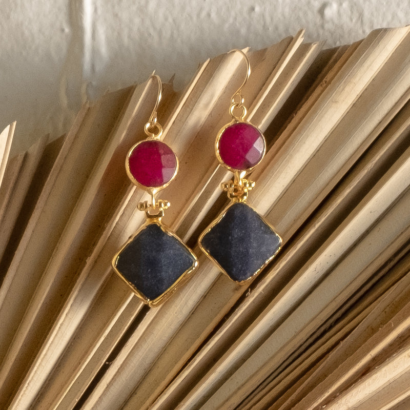 Elmas Double Drop Earrings