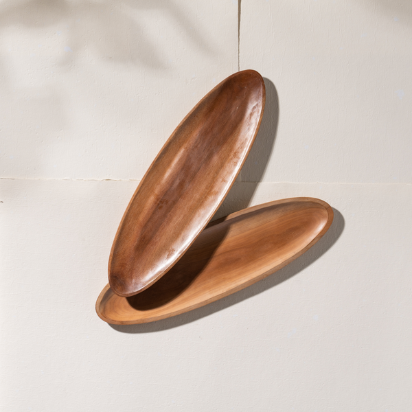 Hand Carved Oval Serving Sapodilla Plate