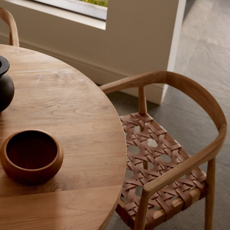 Larah Leather & Teak Chair - Tan