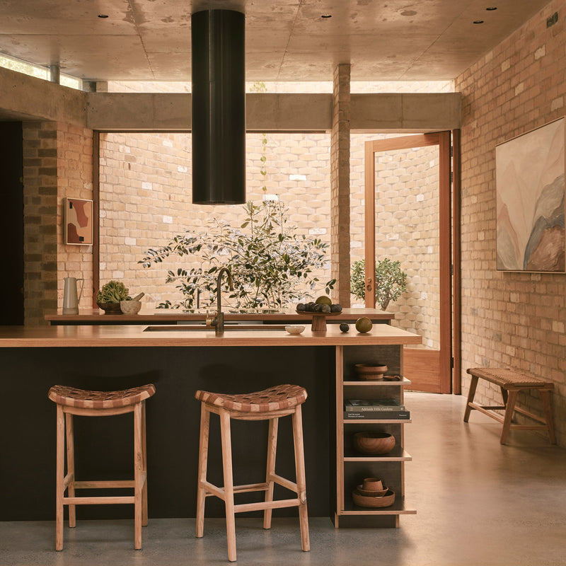 Ellery Woven Leather Barstool