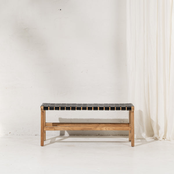 Kemi Black Leather Bench