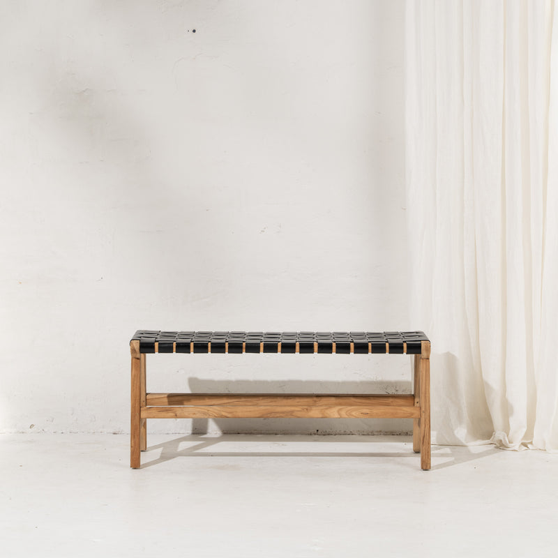 Kemi Black Leather Bench