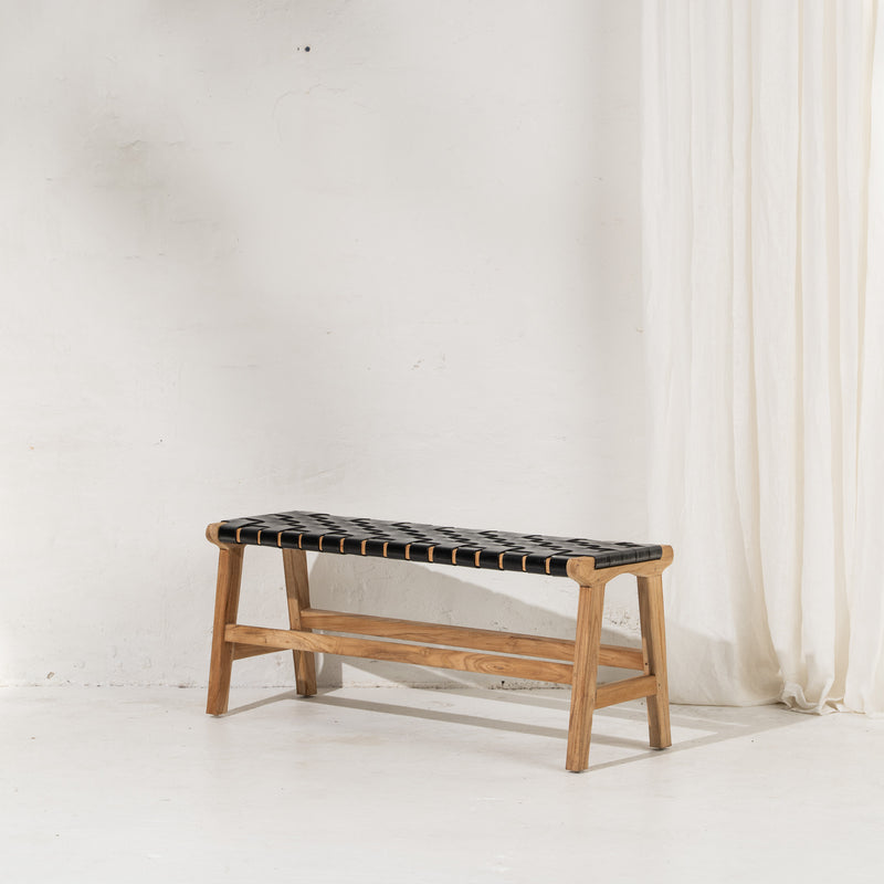 Kemi Black Leather Bench