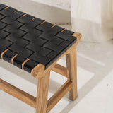 Kemi Black Leather Bench