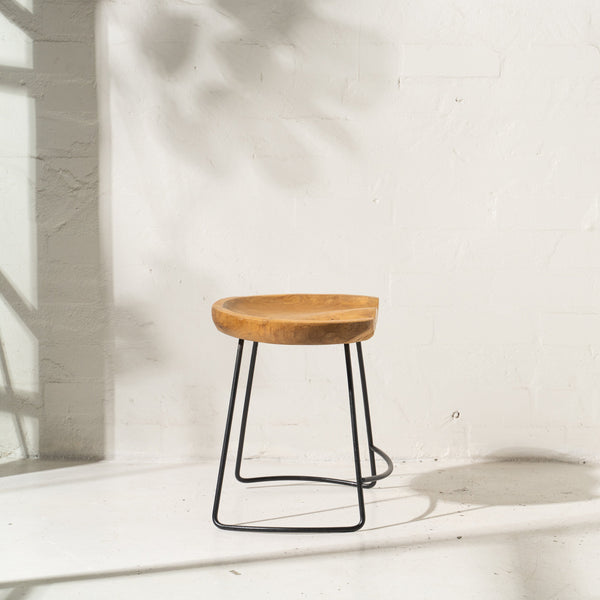 Demir Shaped Stool w Iron Legs - Short