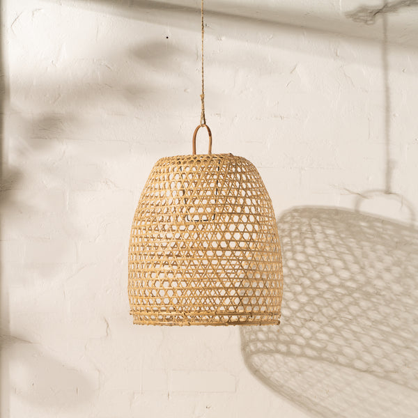 Handwoven Bamboo Natural Light Shade with Handle