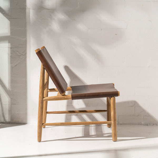 Anwar Leather and Teak Chair