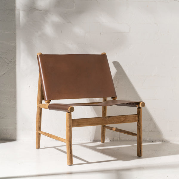 Anwar Leather and Teak Chair