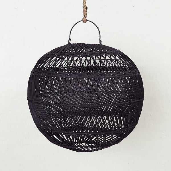 Black basket pendant deals light