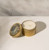 Hand Poured Soy Candle in Travel Tin - Brass