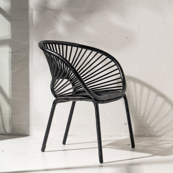 Rattan sales armchair black