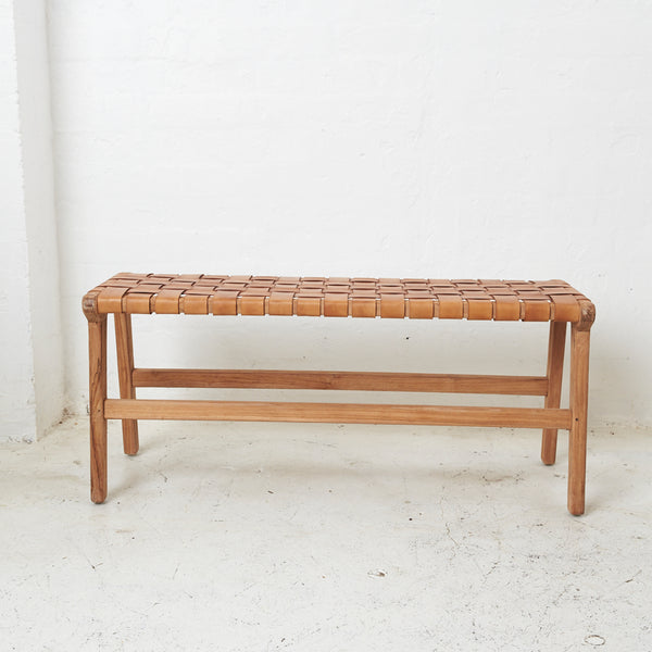 Kemi Brown Leather Bench